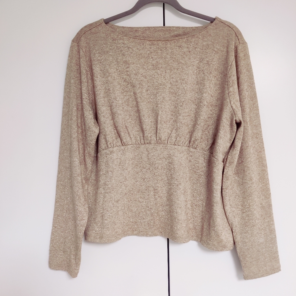 Banana Republic Sequins Peplum Crewneck Top Blouse Long Sleeve Women's Sz XL